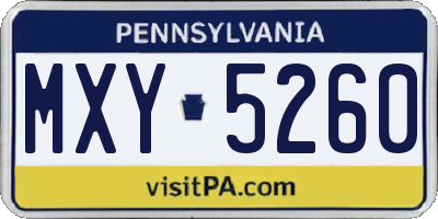 PA license plate MXY5260
