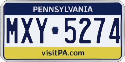 PA license plate MXY5274
