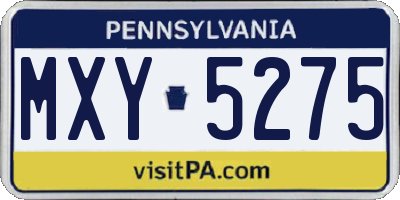 PA license plate MXY5275