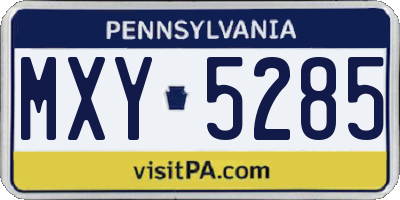PA license plate MXY5285