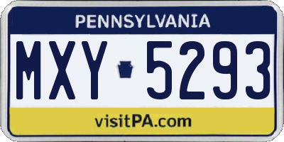 PA license plate MXY5293