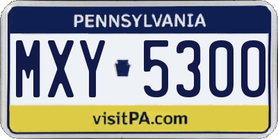 PA license plate MXY5300