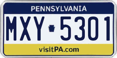 PA license plate MXY5301