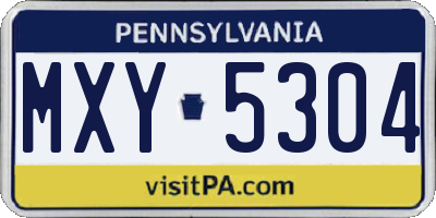 PA license plate MXY5304