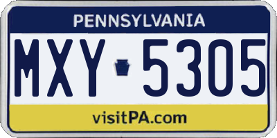 PA license plate MXY5305