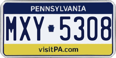 PA license plate MXY5308