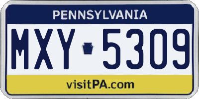 PA license plate MXY5309