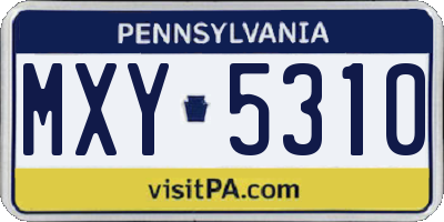 PA license plate MXY5310