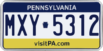PA license plate MXY5312