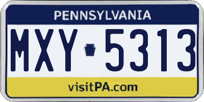 PA license plate MXY5313