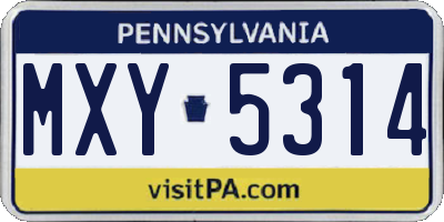 PA license plate MXY5314