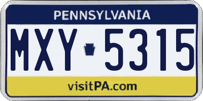 PA license plate MXY5315