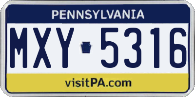 PA license plate MXY5316