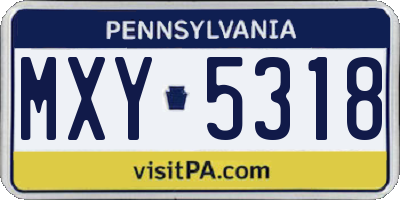 PA license plate MXY5318