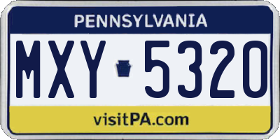 PA license plate MXY5320