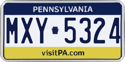 PA license plate MXY5324