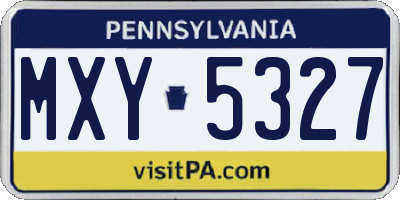 PA license plate MXY5327