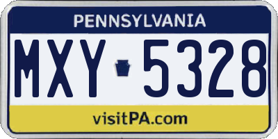 PA license plate MXY5328