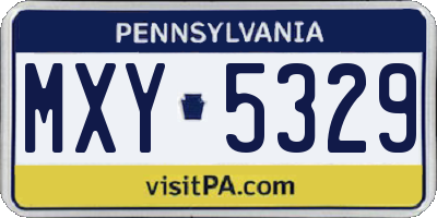 PA license plate MXY5329