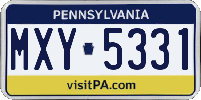 PA license plate MXY5331