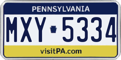 PA license plate MXY5334
