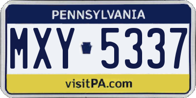 PA license plate MXY5337