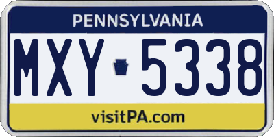 PA license plate MXY5338
