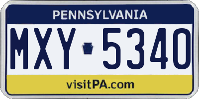 PA license plate MXY5340