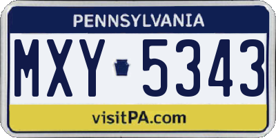 PA license plate MXY5343