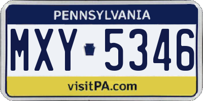 PA license plate MXY5346