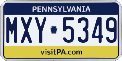 PA license plate MXY5349