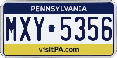 PA license plate MXY5356