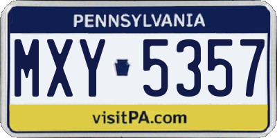 PA license plate MXY5357