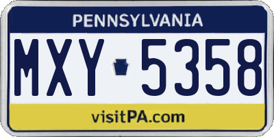 PA license plate MXY5358