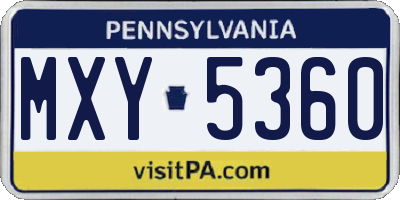 PA license plate MXY5360