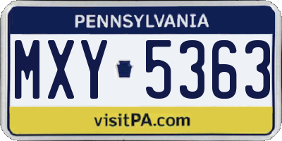 PA license plate MXY5363