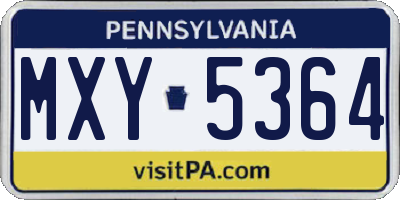 PA license plate MXY5364