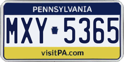 PA license plate MXY5365
