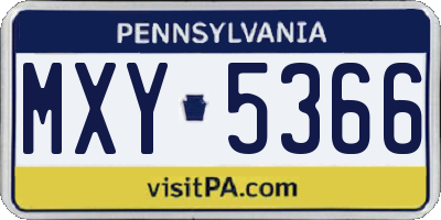 PA license plate MXY5366