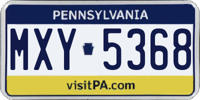 PA license plate MXY5368