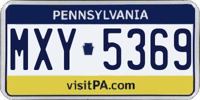 PA license plate MXY5369