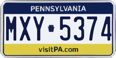 PA license plate MXY5374