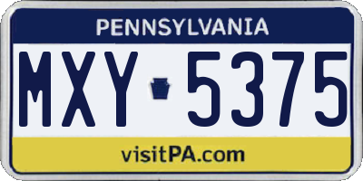 PA license plate MXY5375