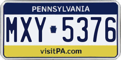 PA license plate MXY5376