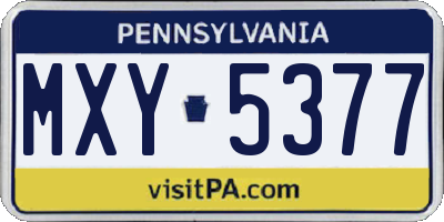 PA license plate MXY5377