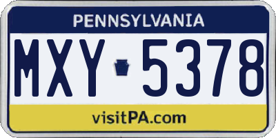 PA license plate MXY5378