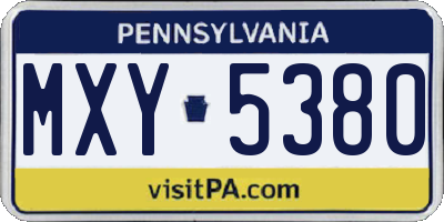 PA license plate MXY5380