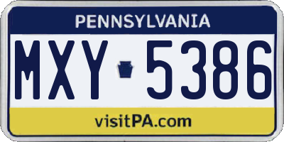 PA license plate MXY5386