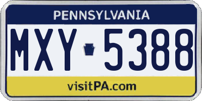 PA license plate MXY5388