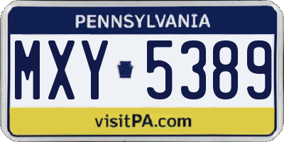 PA license plate MXY5389
